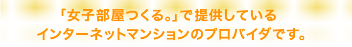 「女子部屋つくる。」で提供しているインターネットマンションのプロバイダです。